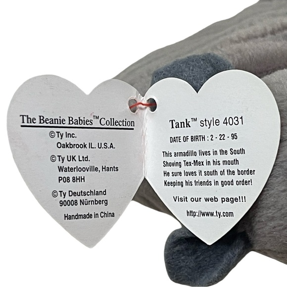 Ty Original Beanie Baby Babies Tank Armadillo 9 Line Shell 4031 Retired 1995 - Picture 6 of 8